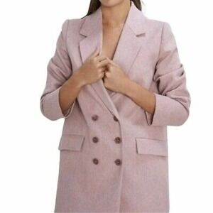 Zara Double Breasted Trench‎ Coat Blush Pink Women's Size M NWT